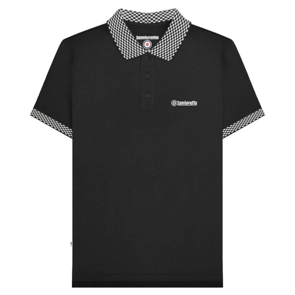 Lambretta Mens SS25 Two Tone Polo Shirt / Black